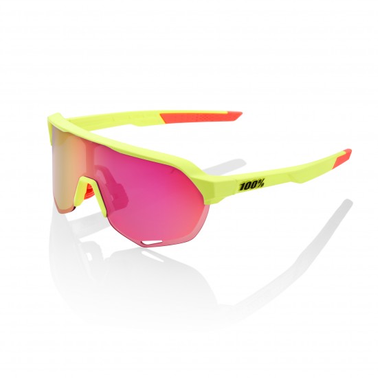 100% S2 Sunglasses - Matte Washed Out Neon Yellow/Purple